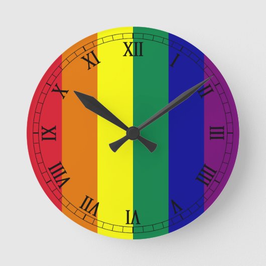 Regenbogenflagge Runde Wanduhr (Vorderseite)