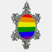 Regenbogenflagge Schneeflocken Zinn-Ornament (Links)
