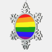 Regenbogenflagge Schneeflocken Zinn-Ornament (Rechts)