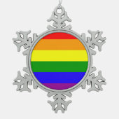 Regenbogenflagge Schneeflocken Zinn-Ornament (Vorderseite)