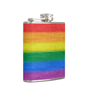 Regenbogenflagge Strick Streifen nahtloses Muster Flachmann