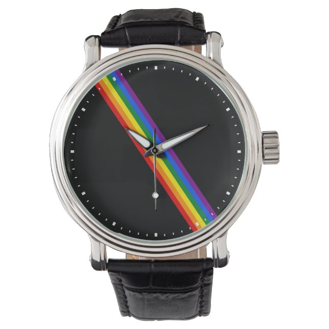 Regenbogenflagge Subtile Pride Monat Minimalistisc Armbanduhr (Vorderseite)