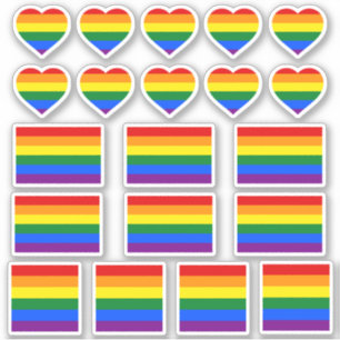 Regenbogenflagge und Aufkleber für den Pride / Her