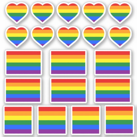 Regenbogenflagge und Aufkleber für den Pride / Her (Vorderseite)