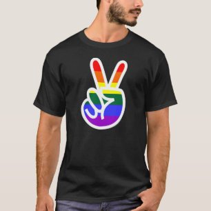 Regenbogenflagge V-Sign Peace T-Shirt
