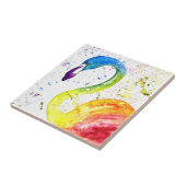 Regenbogenflamingo Tropenvögel Wasserfarbe Niedlic Fliese (Seite)