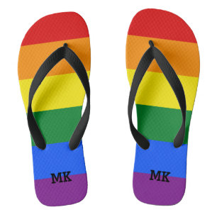 Regenbogenflippen mit personalisiertem Monogramm Badesandalen