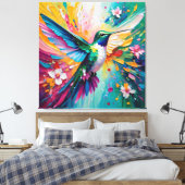 Regenbogenflug: Lebendiger Kolibri Leinwanddruck (Insitu (Schlafzimmer))