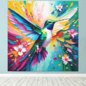 Regenbogenflug: Lebendiger Kolibri Leinwanddruck (Insitu (Holzboden))