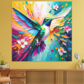 Regenbogenflug: Lebendiger Kolibri Leinwanddruck (Insitu (Wohnzimmer))