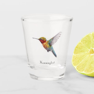 Regenbogenflügel: Lebendige Kolibri-Kunst, individ Schnapsglas