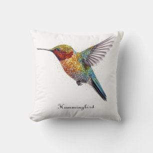 Regenbogenflügel: Lebendige Kolibri-Kunst Kissen