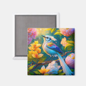Regenbogenflügeliger Jay-Fantasievogel Magnet (Vorderseite/Rückseite)