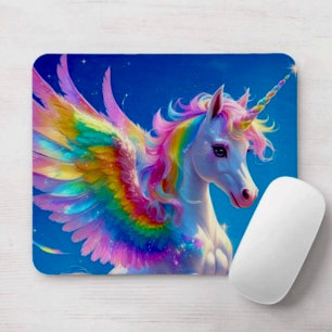 Regenbogenflügeliges tänzelndes Einhorn Mousepad