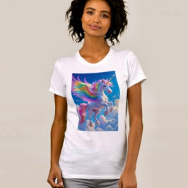 Regenbogenflügeliges tänzelndes Einhorn T-Shirt