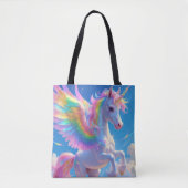 Regenbogenflügelndes tänzelndes Einhorn Tasche (Vorderseite)
