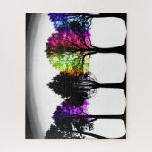Regenbogenfoliage auf Schwarzen Silhouetten Puzzle (Vertikal)