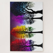 Regenbogenfoliage auf Schwarzen Silhouetten Puzzle (Vertikal)