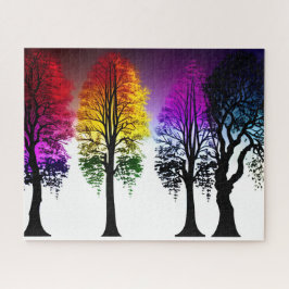 Regenbogenfolien auf Schwarzen Silhouetten Puzzle