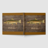 Regenbogenforelle Dunkles Holz "Willkommen!" Gäste Gästebuch (Voll)