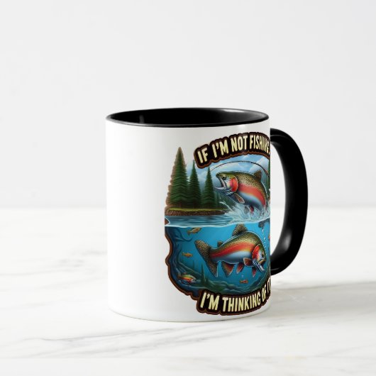 Regenbogenforelle Ein lebendiger Fisch springt vom Tasse (VorderseiteRechts)