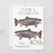 Regenbogenforelle Erwachsene Birthday Sportfischen Einladung (Vorderseite)