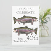 Regenbogenforelle Erwachsene Birthday Sportfischen Einladung (Stehend Vorderseite)