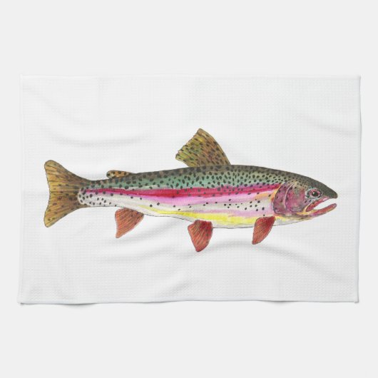 Regenbogenforelle Fische Fischfang Fischfang Fisch Geschirrtuch (Horizontal)