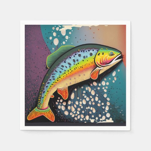 Regenbogenforelle Fischen Papier Napkins Serviette (Vorderseite)