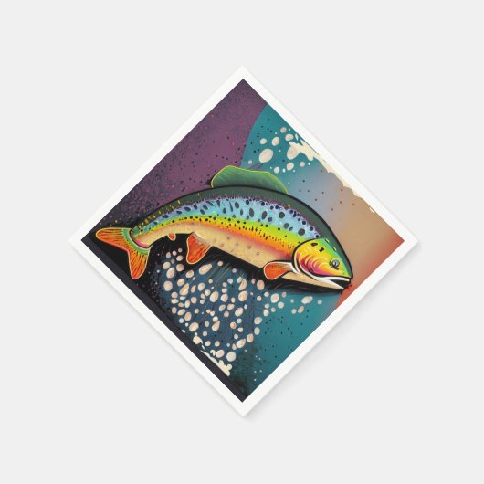 Regenbogenforelle Fischen Papier Napkins Serviette (Ecke)