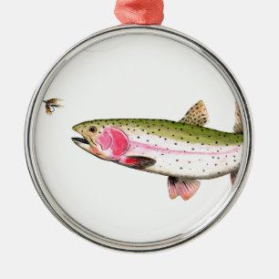 Regenbogenforelle Fischen Silbernes Ornament