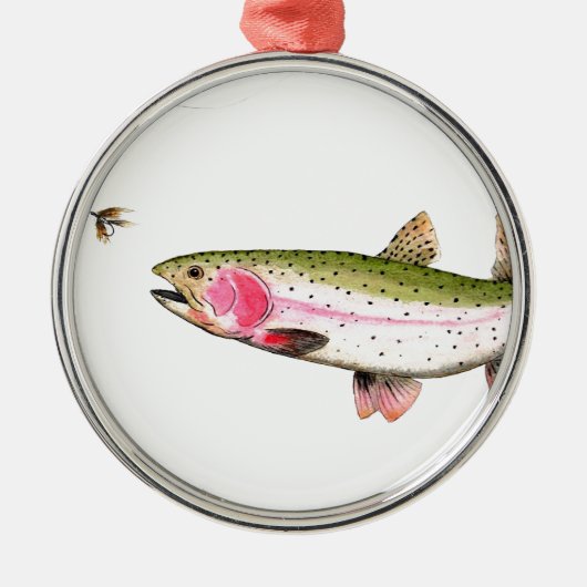 Regenbogenforelle Fischen Silbernes Ornament (Vorne)