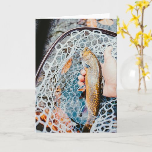 Regenbogenforelle Fischereifotokarte Karte (Gelbe Blume)