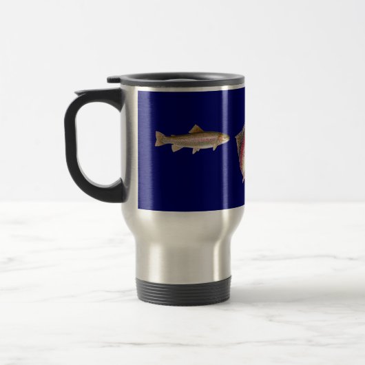 Regenbogenforelle Fisherman-Tasse Reisebecher (Links)