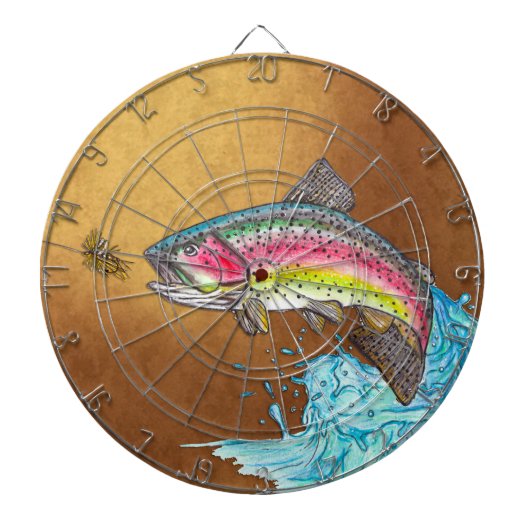 Regenbogenforelle Fishing Dart Board Dartscheibe (vorne)