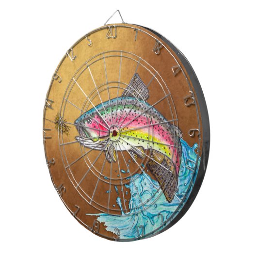 Regenbogenforelle Fishing Dart Board Dartscheibe (Vorderseite rechts)