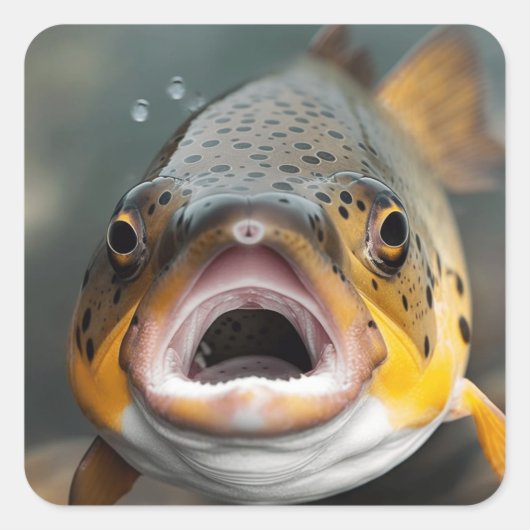 Regenbogenforelle Fliegen Quadratischer Aufkleber (Vorderseite)