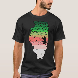 Regenbogenforelle Fliegenfisch Illinois Fischfang T-Shirt