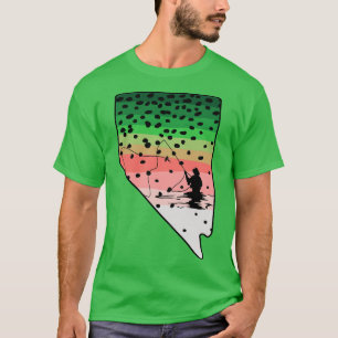Regenbogenforelle Fliegenfisch Nevada Staat Karte T-Shirt