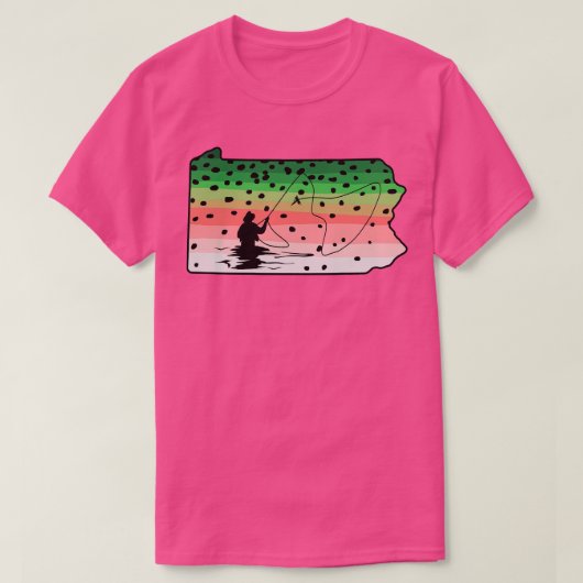 Regenbogenforelle Fliegenfisch Pennsylvania Staat T-Shirt (Design vorne)
