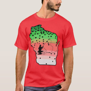 Regenbogenforelle Fliegenfisch Wisconsin Staat Kar T-Shirt