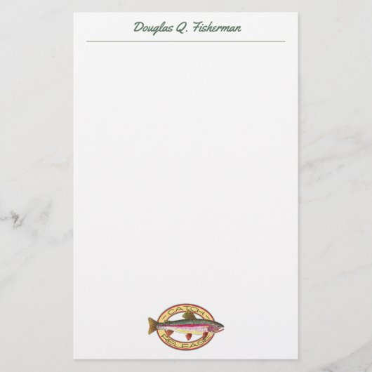 Regenbogenforelle Fliegenfischer TYP Briefpapier (Vorderseite)