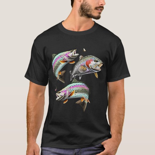 Regenbogenforelle Fly-Fischpattern – Angler-Ausr T-Shirt (Vorderseite)