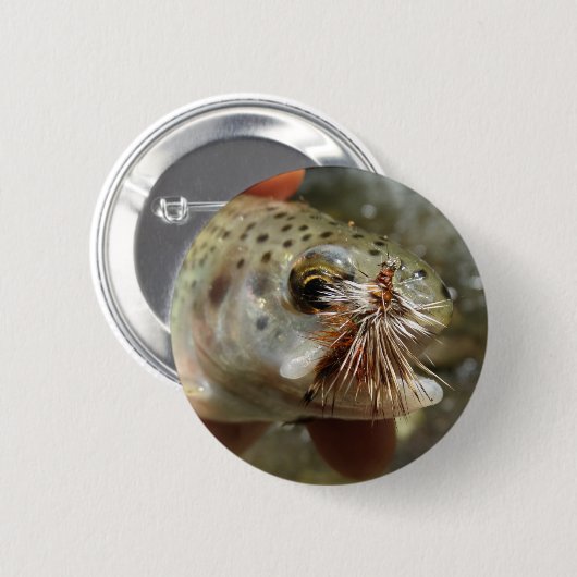 Regenbogenforelle-Foto Button (Vorne & Hinten)