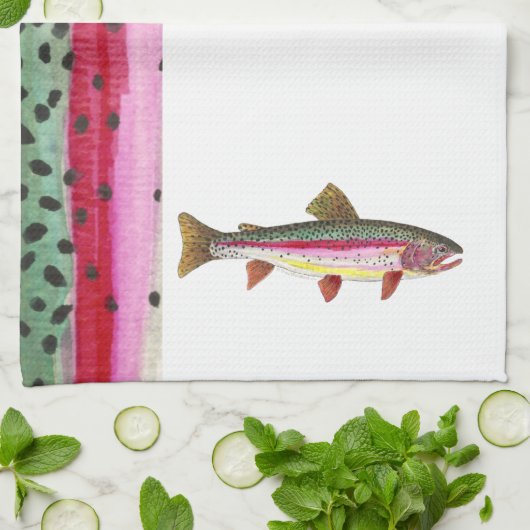 Regenbogenforelle Geschirrtuch (Gefaltet)