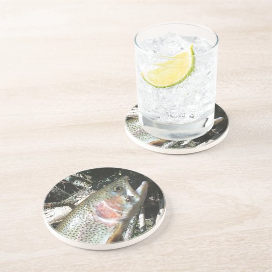 Regenbogenforelle Getränkeuntersetzer (Seite)