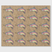 Regenbogenforelle Jumping of Fly Fishing Lure Geschenkpapier (Flach)