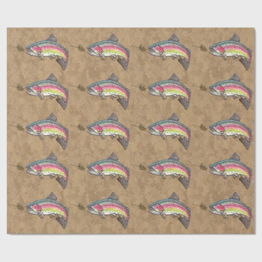 Regenbogenforelle Jumping of Fly Fishing Lure Geschenkpapier (Flach)