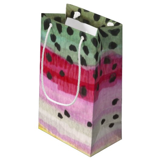 Regenbogenforelle Kleine Geschenktüte (Rückseite Schrägansicht)