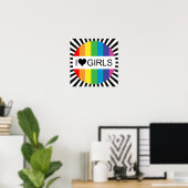 Regenbogenforelle Liebe.. Herzmädchen. Poster (Heimbüro)
